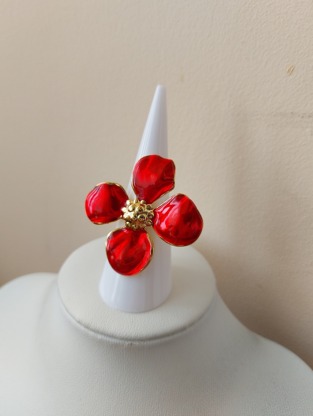 18K Gold Plated Abstract Flower Open Adjustable Ring (Cant Ship Until May 16th)